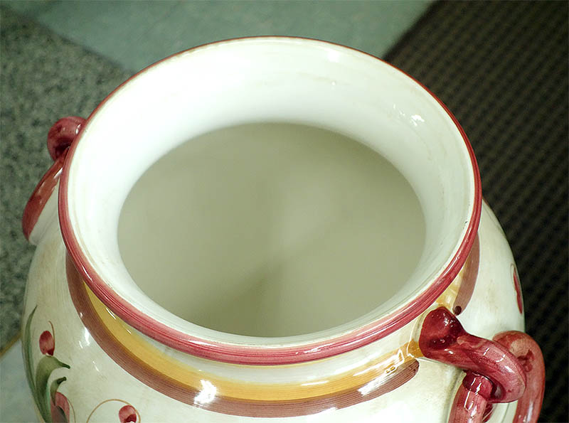 イタリア製 陶器 傘立て 壺型(花柄ピンク) レインラック アンブレラスタンド カサ立て 玄関収納