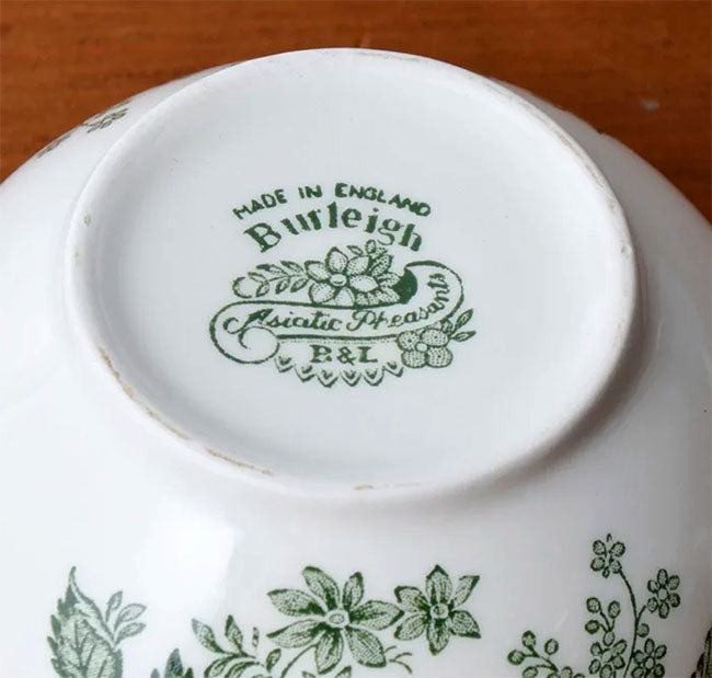 イギリス製 Burleigh バーレイ社 Green Asiatic Pheasants グリーンアジアティックフェザンツ シュガーボウル カフェオレボウル スープボウル 洋食器 英国食器 テーブルウエア ※ギフトボックス別売り