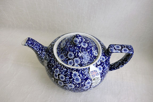 イギリス製 Burleigh バーレイ社 Blue Calico ブルーキャリコ ティーポット Lサイズ 3~4人分 ポット 急須 洋食器 花柄 おしゃれ