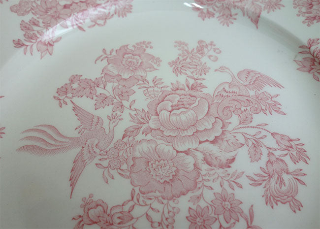 イギリス製 Burleigh バーレイ社 Pink Asiatic Pheasants ピンクアジアティックフェザンツ プレート 22cm お皿 皿 洋食器 英国食器 テーブルウエア 花柄 ピンク