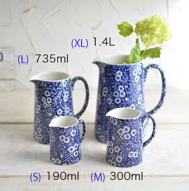 イギリス製 Burleigh バーレイ社 Blue Calico ブルーキャリコ タンカートジャグ Sサイズ(190ml) ジャグ ミルク入れ ミルクポット 洋食器 英国食器 テーブルウエア