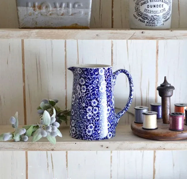 イギリス製 Burleigh バーレイ社 Blue Calico ブルーキャリコ タンカートジャグ Lサイズ(735ml) ジャグ ミルク入れ ミルクポット 洋食器 英国食器 テーブルウエア