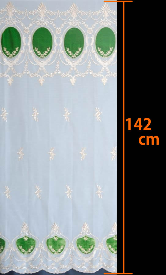 輸入オーダーカーテン(レース) 最高級 フランス製レースカーテン チュール&ベルベット グリーン