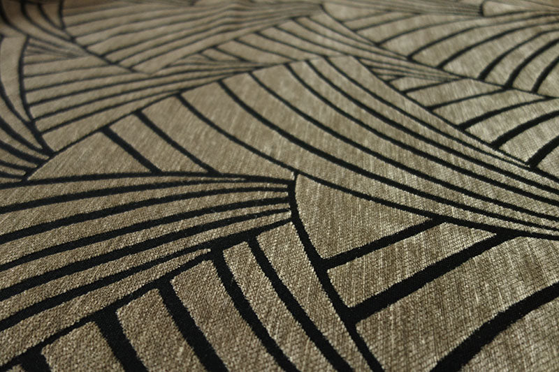 オーダーカーテン(ドレープ) スペイン製 遮光1級 「フランクリンBE」 イチョウ柄 ベージュ 生地極厚 共布タッセル付き インポートカーテン