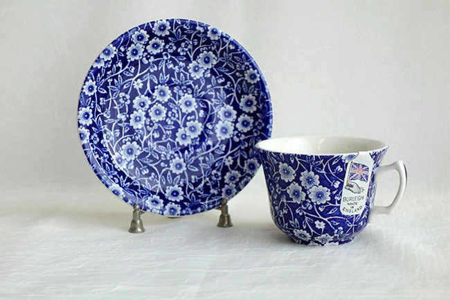 イギリス製　Burleigh (バーレイ社)　Blue Calico(ブルーキャリコ)　カップ＆ソーサー  ※ギフトボックス別売り