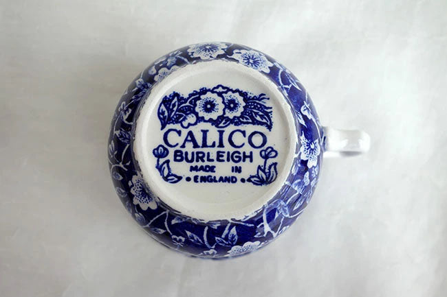 イギリス製　Burleigh (バーレイ社)　Blue Calico(ブルーキャリコ)　カップ＆ソーサー  ※ギフトボックス別売り