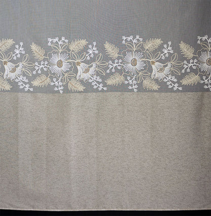 輸入オーダーカーテン(レース)　トルコ製　レース生地　「フラウ」　花柄刺繍　裾ロック巻　