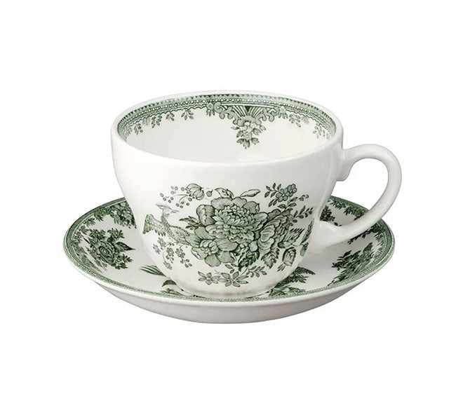 イギリス製 Burleigh バーレイ社 Green Asiatic Pheasants グリーンアジアティックフェザンツ ブレックファーストカップ＆ソーサー スープカップ ティーカップ 洋食器 英国食器 ※ギフトボックス別売り