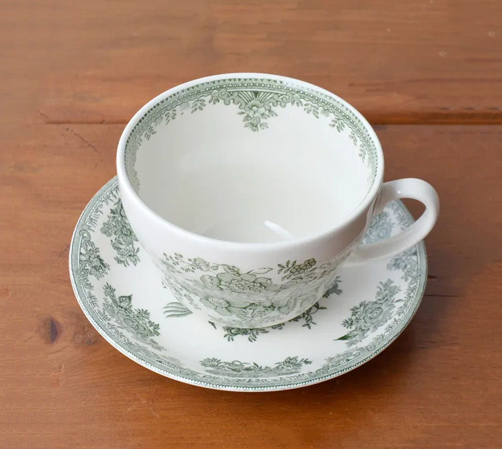 イギリス製 Burleigh バーレイ社 Green Asiatic Pheasants グリーンアジアティックフェザンツ ブレックファーストカップ＆ソーサー スープカップ ティーカップ 洋食器 英国食器 ※ギフトボックス別売り