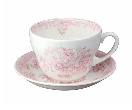 イギリス製 Burleigh バーレイ社 Pink Asiatic Pheasants ピンクアジアティックフェザンツ ブレックファーストカップ＆ソーサー カップ＆ソーサー スープカップ 洋食器 英国食器 ※ギフトボックス別売り