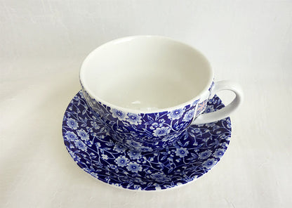 イギリス製　Burleigh バーレイ社　Blue Calico　 ブルーキャリコ　ブレックファーストカップ＆ソーサー　コーヒーカップ　スープカップ　洋食器　英国食器　 ※ギフトボックス別売り