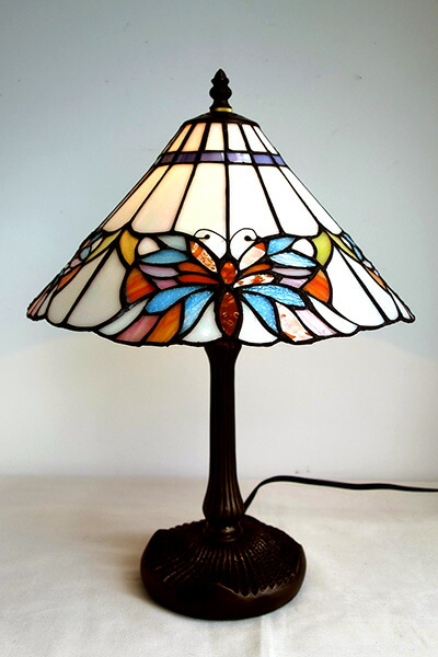 ステンドグラスタッチランプ　バタフライ　蝶(明るさ3段階調節) ステンドガラス テーブルランプ