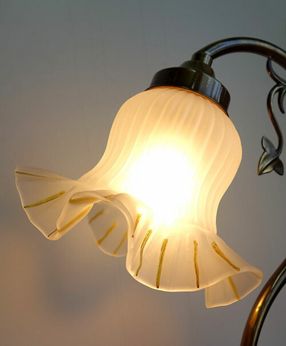 イタリア製　真鍮/ポプラ材　フラワーテーブルランプ　CAPPNNI　