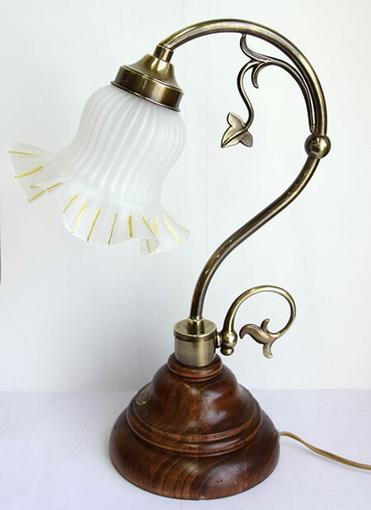 イタリア製　真鍮/ポプラ材　フラワーテーブルランプ　CAPPNNI　