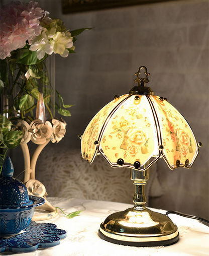 テーブルランプ　ローズ　Sサイズ　タッチセンサー式（明るさ３段階）　薔薇　ゴールド