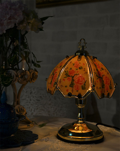 テーブルランプ　ローズ　Sサイズ　タッチセンサー式（明るさ３段階）　薔薇　ゴールド