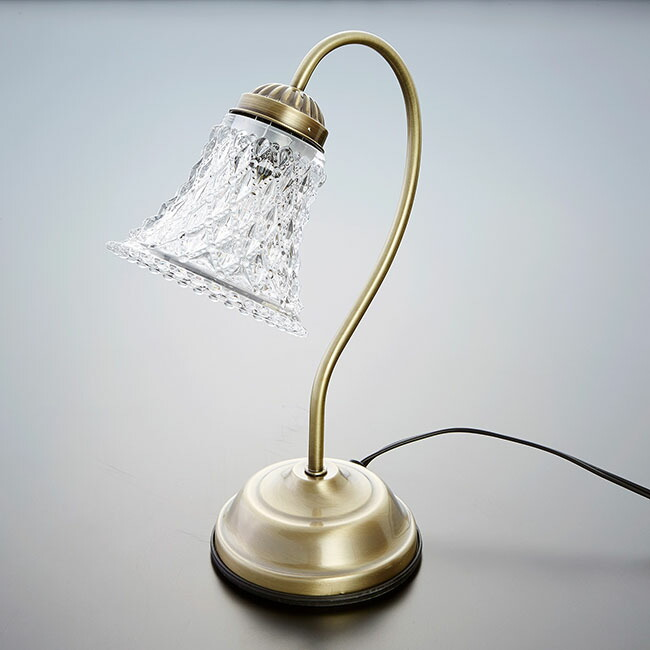 テーブルランプ　ガラス　タッチセンサー式(明るさ3段階調節)　ゴールドフレーム