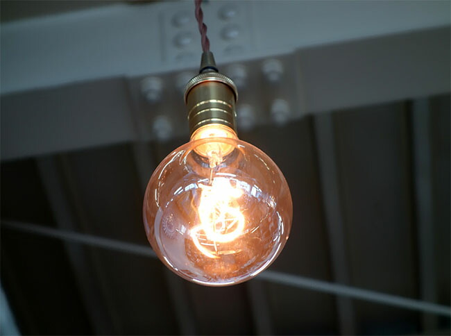 ペンダントライト　電球型ハンギングランプ 　 ペンダントランプ　アンバーガラス