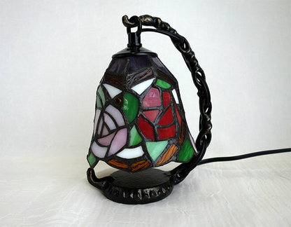 テーブルランプ　ステンドランプ　薔薇 　デスクランプ　ステンドグラスランプ