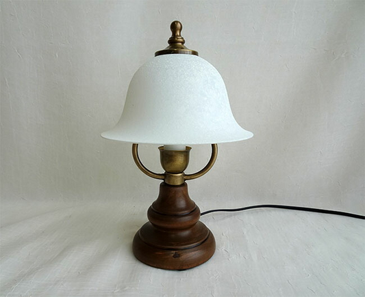 イタリア製　真鍮/ポプラ材　テーブルランプ　
