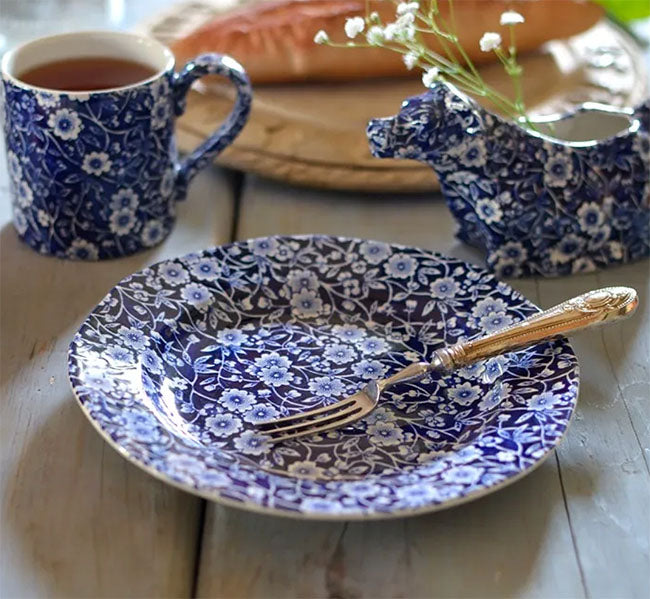 イギリス製 Burleigh バーレイ社　Blue Calico ブルーキャリコ プレート S 19cm 皿　お皿 取り皿 洋食器 英国食器 テーブルウエア  ※ギフトボックス別売り