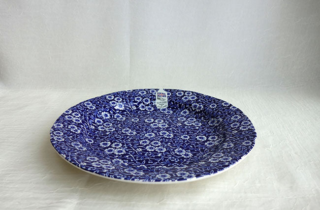 イギリス製　Burleigh バーレイ社　Blue Calico ブルーキャリコ　プレート　Lサイズ　26.5cm　 お皿　皿　大皿　洋食器　英国食器　テーブルウエア　花柄