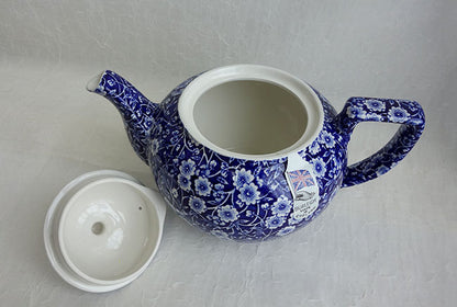 イギリス製　Burleigh バーレイ社　Blue Calico ブルーキャリコ　ティーポット　Lサイズ　3～4人分 ポット　急須　洋食器　花柄　おしゃれ