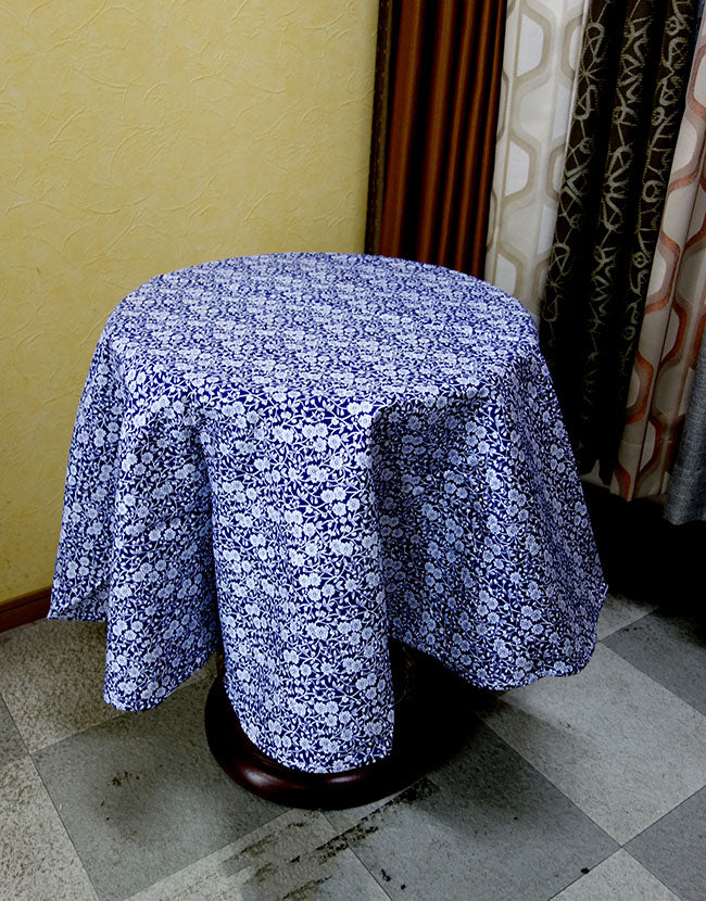 Burleigh バーレイ社　Blue Calico ブルーキャリコ　ラウンドテーブルクロス　132×132cm テーブルクロス　丸型　ラウンド　クロス　花柄　おしゃれ