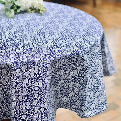 Burleigh バーレイ社　Blue Calico ブルーキャリコ　ラウンドテーブルクロス　132×132cm テーブルクロス　丸型　ラウンド　クロス　花柄　おしゃれ