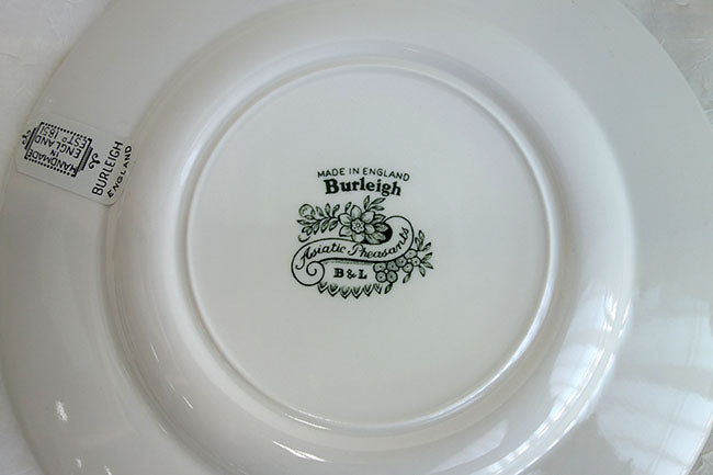イギリス製　Burleigh バーレイ社　Green Asiatic Pheasants グリーンアジアティックフェザンツ　プレート　22cm　 皿　お皿　洋食器　花柄　おしゃれ