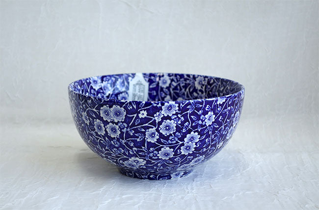 イギリス製　Burleigh バーレイ社　Blue Calico　 ブルーキャリコ　サラダボウル　Sサイズ ボウル　スープボウル　深皿　洋食器　食器