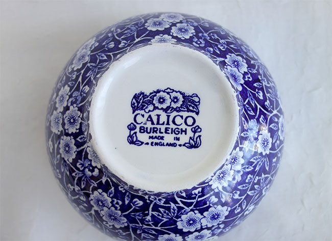 イギリス製　Burleigh バーレイ社　Blue Calico　 ブルーキャリコ　サラダボウル　Sサイズ ボウル　スープボウル　深皿　洋食器　食器