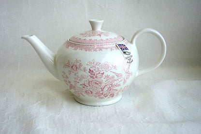 イギリス製　Burleigh バーレイ社　Pink Asiatic Pheasants　 ピンクアジアティックフェザンツ　ティーポット　Lサイズ（3～4人分） ポット　急須　洋食器　キッチン用品　英国食器　テーブルウエア　花柄　おしゃれ