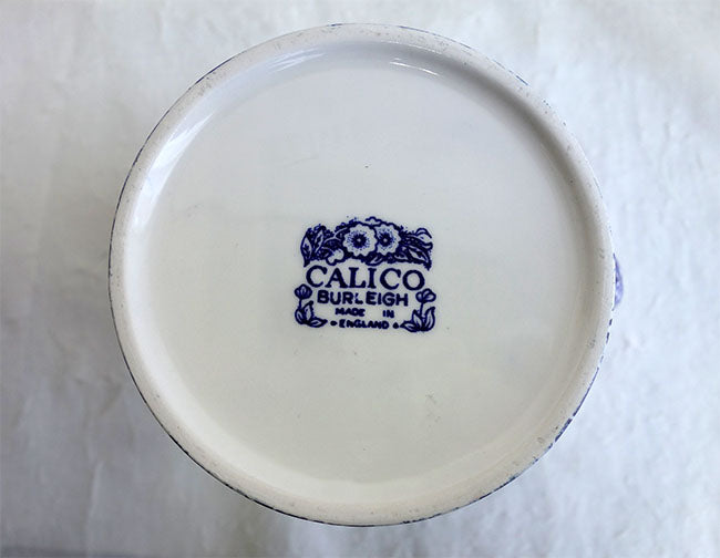 イギリス製　Burleigh バーレイ社　Blue Calico　 ブルーキャリコ　タンカートジャグ　XLサイズ（1.4L） ジャグ　ピッチャー　洋食器　英国食器　テーブルウエア　 花瓶　花器　花柄　