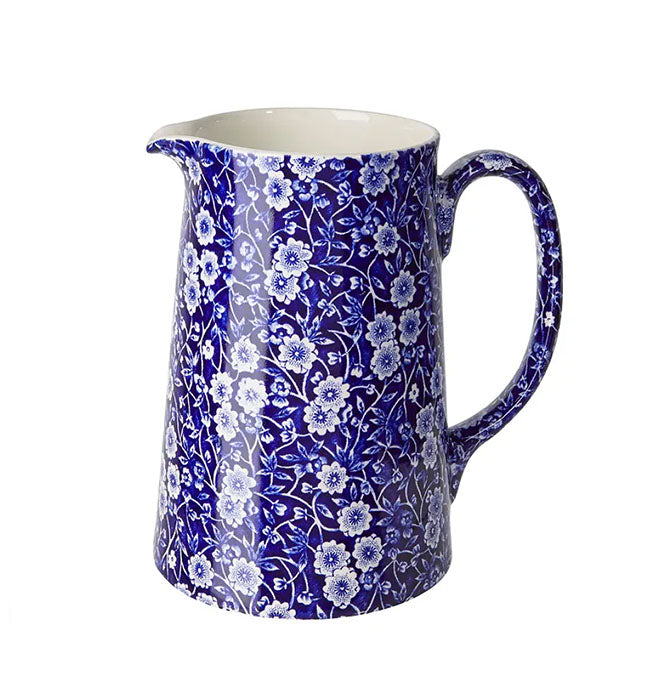 イギリス製　Burleigh バーレイ社　Blue Calico　 ブルーキャリコ　タンカートジャグ　XLサイズ（1.4L） ジャグ　ピッチャー　洋食器　英国食器　テーブルウエア　 花瓶　花器　花柄　