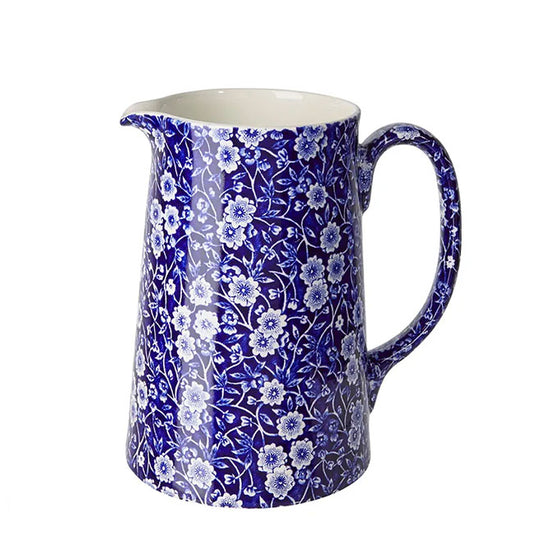 イギリス製　Burleigh バーレイ社　Blue Calico　 ブルーキャリコ　タンカートジャグ　XLサイズ（1.4L） ジャグ　ピッチャー　洋食器　英国食器　テーブルウエア　 花瓶　花器　花柄　