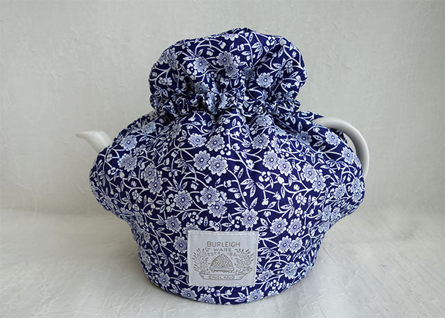 Burleigh バーレイ社　Blue Calico ブルーキャリコ　オープントップティーコージー　 ティーポットカバー　保温　キッチンファブリック　花柄