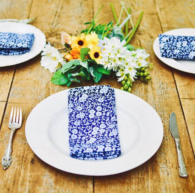 Burleigh バーレイ社　Blue Calico ブルーキャリコ　ティーナプキン　40×40cm ティータオル　キッチンファブリック　生活雑貨　英国雑貨　花柄