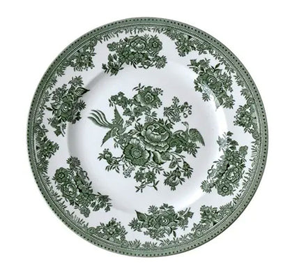 イギリス製　Burleigh バーレイ社　Green Asiatic Pheasants グリーンアジアティックフェザンツ　プレート 25.5cm 大皿　お皿　皿　洋食器　英国食器　テーブルウエア　花柄