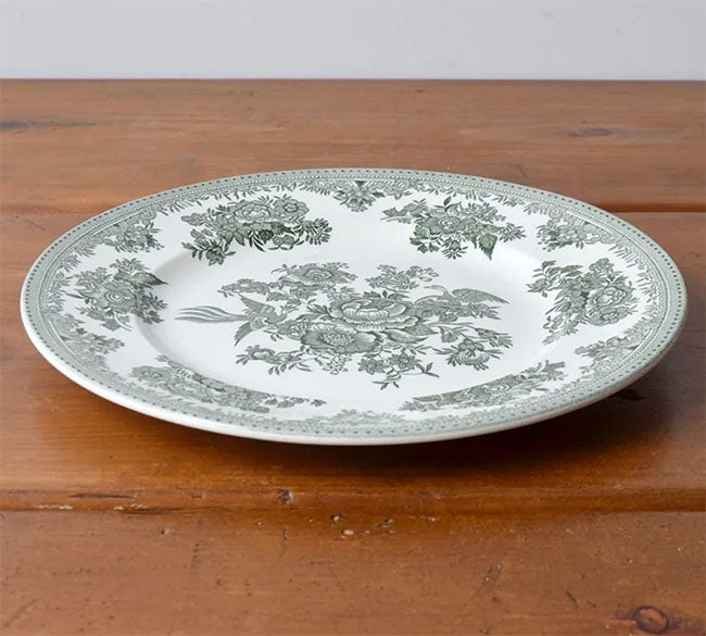 イギリス製　Burleigh バーレイ社　Green Asiatic Pheasants グリーンアジアティックフェザンツ　プレート 25.5cm 大皿　お皿　皿　洋食器　英国食器　テーブルウエア　花柄