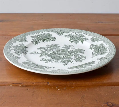 イギリス製　Burleigh バーレイ社　Green Asiatic Pheasants グリーンアジアティックフェザンツ　プレート 25.5cm 大皿　お皿　皿　洋食器　英国食器　テーブルウエア　花柄