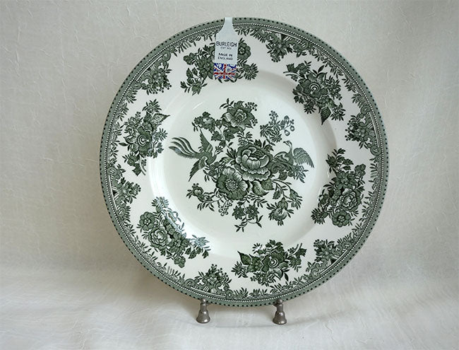 イギリス製　Burleigh バーレイ社　Green Asiatic Pheasants グリーンアジアティックフェザンツ　プレート 25.5cm 大皿　お皿　皿　洋食器　英国食器　テーブルウエア　花柄
