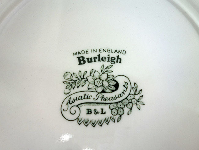イギリス製　Burleigh バーレイ社　Green Asiatic Pheasants グリーンアジアティックフェザンツ　プレート 25.5cm 大皿　お皿　皿　洋食器　英国食器　テーブルウエア　花柄