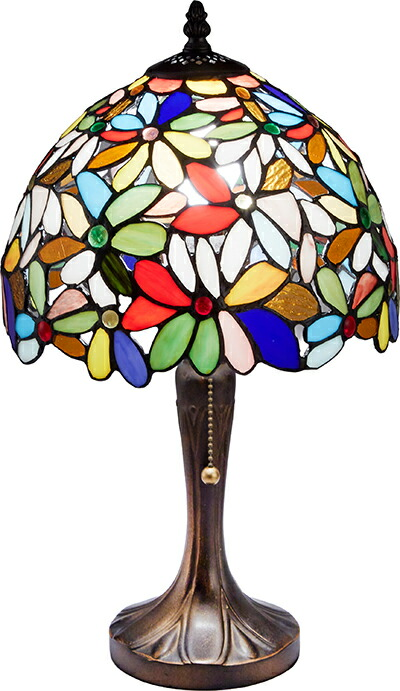 ステンドグラスランプ　「ハナハナMIX」花模様 1灯 フラワー　テーブルランプ ステンドガラス