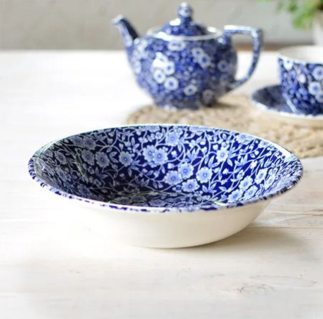 イギリス製　Burleigh バーレイ社　Blue Calico　 ブルーキャリコ　スープボウル　ボウル　深皿　 シリアルボウル　サラダボウル　洋食器　英国食器　テーブルウエア　おしゃれ