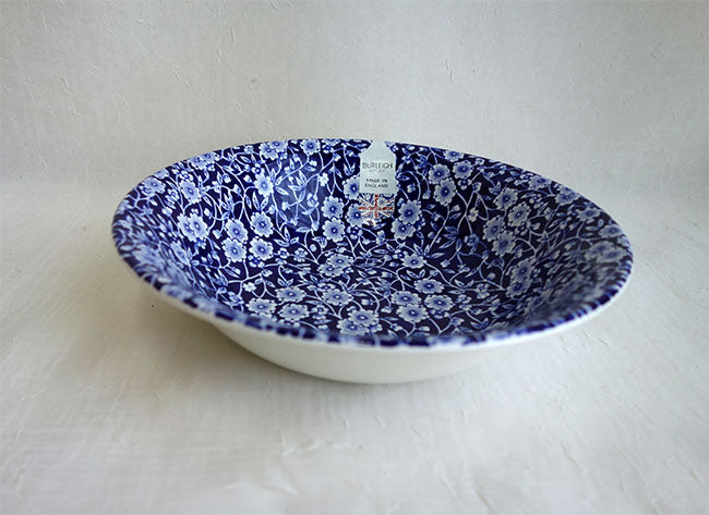 イギリス製　Burleigh バーレイ社　Blue Calico　 ブルーキャリコ　スープボウル　ボウル　深皿　 シリアルボウル　サラダボウル　洋食器　英国食器　テーブルウエア　おしゃれ