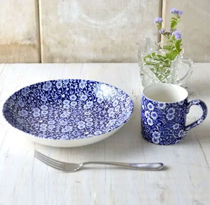 イギリス製　Burleigh バーレイ社　Blue Calico　 ブルーキャリコ　パスタプレート　皿　お皿　 プレート　洋食器　英国食器　テーブルウエア