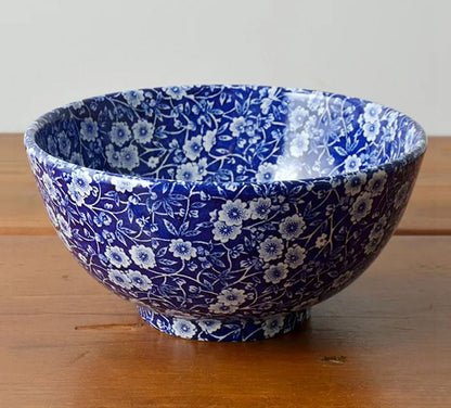 イギリス製　Burleigh バーレイ社　Blue Calico　 ブルーキャリコ　サラダボウル　Lサイズ　 ボウル　深皿　どんぶり　丼　洋食器　食器　おしゃれ