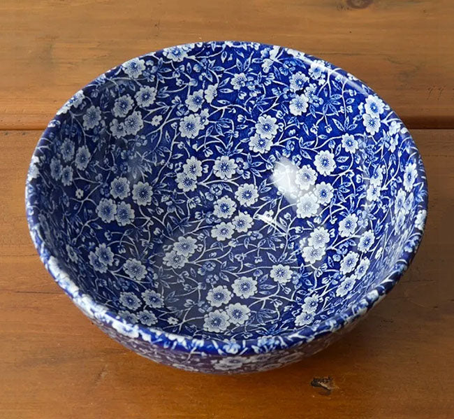 イギリス製　Burleigh バーレイ社　Blue Calico　 ブルーキャリコ　サラダボウル　Lサイズ　 ボウル　深皿　どんぶり　丼　洋食器　食器　おしゃれ