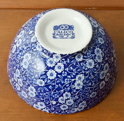 イギリス製　Burleigh バーレイ社　Blue Calico　 ブルーキャリコ　サラダボウル　Lサイズ　 ボウル　深皿　どんぶり　丼　洋食器　食器　おしゃれ